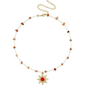 Sacina Boho Hippie Sun Choker Necklace, Healing Nature Crystal Necklace, Cystal Necklaces for Women, Jade Necklace, Boho Necklace, Hippie Necklaces, Christmas Jewelry Gift For Women