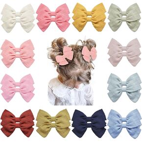 TOKUFAGU 24 PCS Baby Girls Hair Bows Clips 4.5 inch Hair Barrettes Clips Tiny Accessories for Fine Hair Infant Toddler Kids Babies