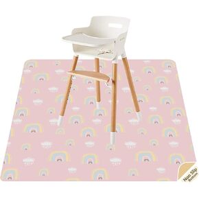 سجادة سبلات لتحت الكرسي العالي/الفنون/الحرف اليدوية من CLCROBD، 51 بوصة مضادة للانزلاق لرذاذ الطعام وانسكاب الطعام من أجل فوضى الأكل، واقي أرضية مقاوم للماء وقماش طاولة (قوس قزح سحري) in Kuwait