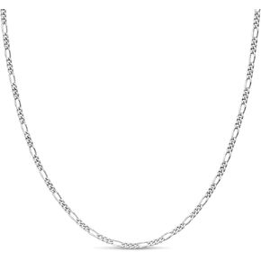 KEZEF Rose Gold Plated Sterling Silver Figaro Chain Link Necklace Italian 2mm 14 Inch
