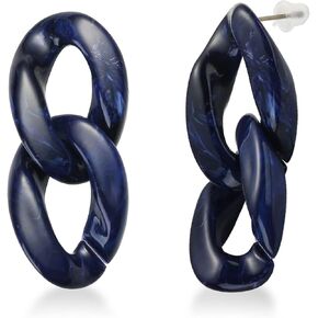 TGNEL Titanium Hoop Earrings for Women Men Long Chain Link Chunky Earrings Jewellery Charms, Fashion Round Dangle Earrings Hoops Hypoallergenic Titanium Earrings for Sensitive Ear