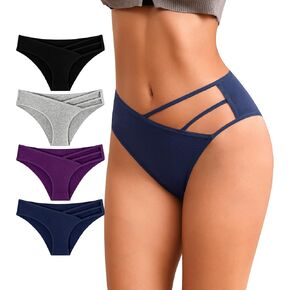 OLIKEME Women's Seamless Bikini Underwear Cotton No Show Panties High Cut 10-Pack Cheeky Hipster Briefs