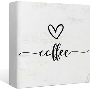 I Either Drink Coffee or I Say Bad Words Wood Box Sign Desk Decor,Funny Coffee Wooden Block Sign Decorations for Home Kitchen Office Cafe Coffee Bar Man Cave Wall Tabletop Shelf Decor