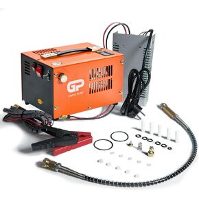 TUXING PCP Air Compressor, 4500Psi/30Mpa, Auto-Stop, Oil/Water-Free, 110V AC or 12V Car Battery, Unique Vertical+Wire Spool Portable Design, 8MM Quick-Connector for Paintball/PCP Air Rifle/Tank