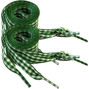2 Pair 1 Inch Wide Ribbon Shoelaces Fabric Nylon Plaid Checkered Shoe Laces for Sneakers Sports Shoes 47Inch