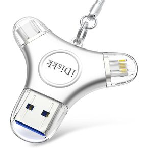 App-le Mfi معتمد iDiskk 128GB iPhone 15 Photo Storage Stick USB C iPad Pro Android Samsung لهاتف iPhone 15/14/14 PRO/13/13 PRO/12 pro/12 Mini/XR/X، محرك أقراص فلاش USB للتخزين للكمبيوتر الشخصي، ماك بوك in Kuwait