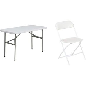 Flash Furniture Wesley 4-Foot Portable Fish Cleaning Table / Outdoor Camping Table and Sink
