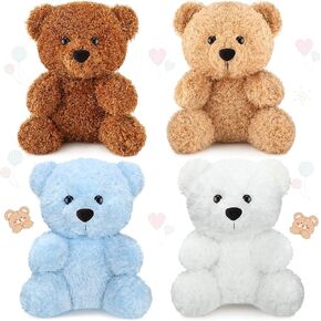 HyDren 4 Pieces Bear Stuffed Animals 7.8 Inch Plush Bears Toys Soft Cute Bear Doll Gift for Wedding Baby Shower Favors Gender Reveal Birthday Party Decoration(Pink, Brown, Apricot, White)