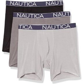 Nautica Men's Bamboo Spandex 3-Pack Boxer Brief, 3PK Black