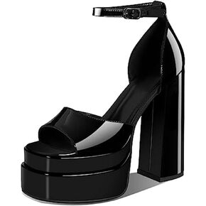 VIMISAOI Chunky Block Heels for Women Fashion Square Toe Ankle Strap Buckle Rhinestones Wedge Silk Satin High Platform Heels Dress Pumps Shoes Rose Red