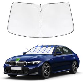 Front Windshield Sun Shade Compatible with BMW 3 Series Accessories 2019-2025 Custom Fit Update Foldable Window Sunshade Auto Heat Shield Protector Block UV Rays Keep Your Car Cooler