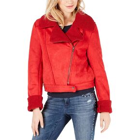 The Fifth Label Women's Dallas Faux Shearling & Suede Oversized Moto Jacket, RED, S