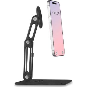 Magnetic Phone Stand, Enlarge Base Heighten Magnetic iPhone Stand for Desk/Office/Home, Competible with iPhone 15/14/13/12 Series（Larger, Black）
