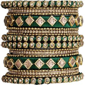 Aheli Silk Thread Kundan Chuda Chura Bangle Set For Women and Girls
