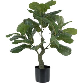 Artificial Fiddle Leaf Fig Tree in Pot Fake Ficus Lyrata Plant Tall Potted Greenery for Indoor House Office Home Decoration Perfect Housewarming (Fiddle-23.5'')