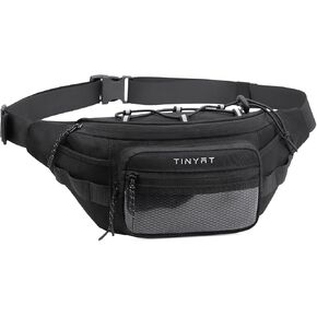 TINYAT Large Fanny Pack Travel Waist Bag Lightweight for Men&Women with Adjustable Strap T206,Deep Grey