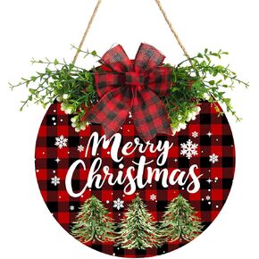 Welcome We Hope You Like Dogs Sign 12""x12"" Farmhouse Door Sign for Front Door Porch Decor Eucalyptus Leaves Buffalo Bow Welcome Wreath Sign Hanging for Dogs Lovers Gift, Black