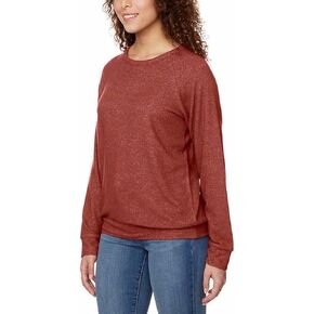 Buffalo Women Crewneck Cozy Top Pullover Sweatshirt (Black, M)