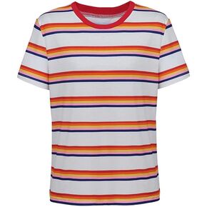 Max Cosplay Costume Rainbow T Shirt Max Women Shirt Costume Max Striped Shirt Top Short Sleeve