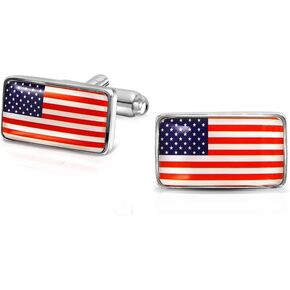 England United Kingdom Union Jack UK British Flag Red Blue White Shirt Cufflinks Men Executive Gift Bullet Hinge Back Silver Tone Stainless Steel
