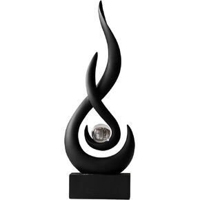 AWNR Black Flame Abstract Sculpture Resin Art Statue Modern Home Decor for Living Room TV Stand Office Shelf Accents Minimalist Figurines Centerpiece Table Decorations