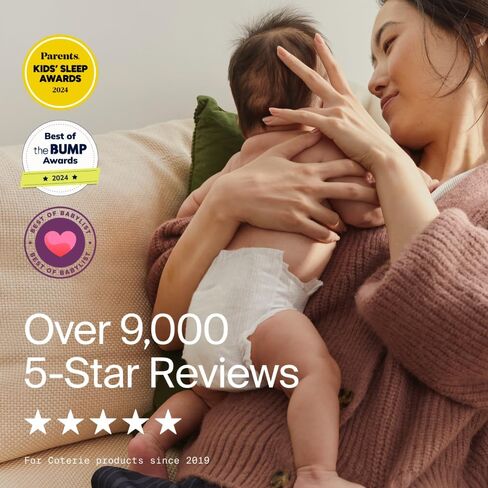 Coterie Baby Diapers + Wipes Baby Kit, Size 1 (198 Count) + 4 Wipe Packs (224 Wipes) Made with Plant-Based Fibers, Hypoallergenic, Designed for Sensitive Skin, Clean Ingredients in Kuwait