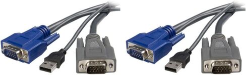 StarTech 6ft Ultra-Thin USB VGA 2-in-1 KVM Cable, TAA (SVUSBVGA6) | Sends VGA video and USB keyboard mouse from KVM switch, PC99 color-coded, Mini-coax wire, File transfer in Kuwait