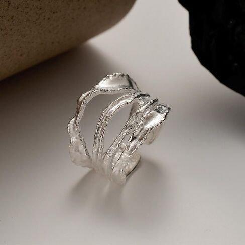 AMAROUGE Overlapping Chunky Gold Rings for Women Boho Hammered Crisscross Adjustable Statmente Finger Ring Trendy Jewelry in Kuwait