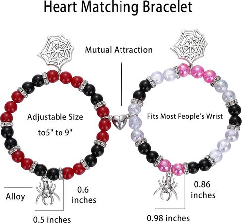 2pcs Spider Braid Bracelet for Couples Relationship Promise Bracelet Spider Friendship Bracelets for Women Teen Girls Boys Men Girlfriend Boyfriend BFF Best Friends Halloween Spider Jewelry Gift in Kuwait