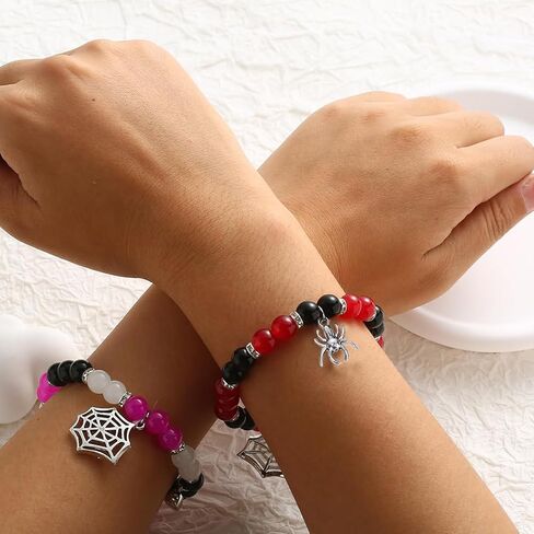 2pcs Spider Braid Bracelet for Couples Relationship Promise Bracelet Spider Friendship Bracelets for Women Teen Girls Boys Men Girlfriend Boyfriend BFF Best Friends Halloween Spider Jewelry Gift in Kuwait