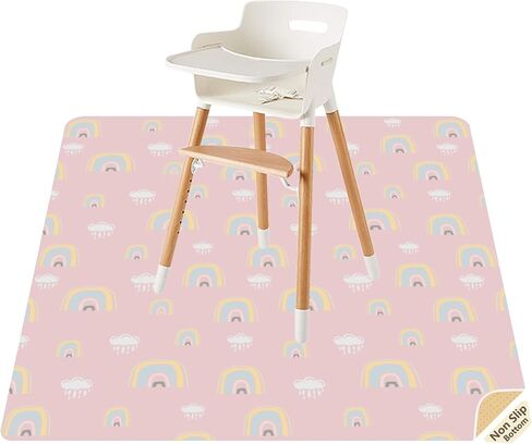 سجادة سبلات لتحت الكرسي العالي/الفنون/الحرف اليدوية من CLCROBD، 51 بوصة مضادة للانزلاق لرذاذ الطعام وانسكاب الطعام من أجل فوضى الأكل، واقي أرضية مقاوم للماء وقماش طاولة (قوس قزح سحري) in Kuwait