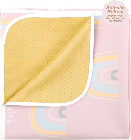 سجادة سبلات لتحت الكرسي العالي/الفنون/الحرف اليدوية من CLCROBD، 51 بوصة مضادة للانزلاق لرذاذ الطعام وانسكاب الطعام من أجل فوضى الأكل، واقي أرضية مقاوم للماء وقماش طاولة (قوس قزح سحري) in Kuwait