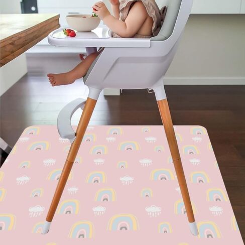 سجادة سبلات لتحت الكرسي العالي/الفنون/الحرف اليدوية من CLCROBD، 51 بوصة مضادة للانزلاق لرذاذ الطعام وانسكاب الطعام من أجل فوضى الأكل، واقي أرضية مقاوم للماء وقماش طاولة (قوس قزح سحري) in Kuwait