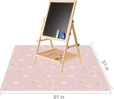 سجادة سبلات لتحت الكرسي العالي/الفنون/الحرف اليدوية من CLCROBD، 51 بوصة مضادة للانزلاق لرذاذ الطعام وانسكاب الطعام من أجل فوضى الأكل، واقي أرضية مقاوم للماء وقماش طاولة (قوس قزح سحري) in Kuwait
