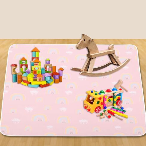 سجادة سبلات لتحت الكرسي العالي/الفنون/الحرف اليدوية من CLCROBD، 51 بوصة مضادة للانزلاق لرذاذ الطعام وانسكاب الطعام من أجل فوضى الأكل، واقي أرضية مقاوم للماء وقماش طاولة (قوس قزح سحري) in Kuwait