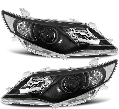 مجموعة المصابيح الأمامية متوافقة مع 12 2012 Camry 13 2013 Camry 14 2014 Camry 2012-2014 12-14 Toyota Camry L/LE/XLE/Hybrid LE XLE جانب الركاب والسائق (عاكس كهرماني لغطاء الكروم) in Kuwait