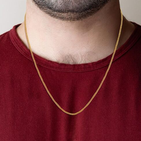 Gold Chains: Solid 14K Yellow Gold Cuban Gold Chain 1.67mm Necklace for Women Men in Saudi Arabia
