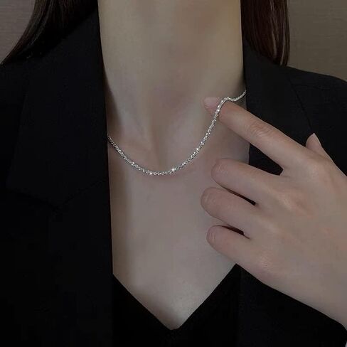 CISHOP Sterling Silver Station Necklace Bead Chain Necklace Silver ball Pendant Necklace Snake Chain Necklace Adjustable BTY Necklace for Women Teen Men in Kuwait