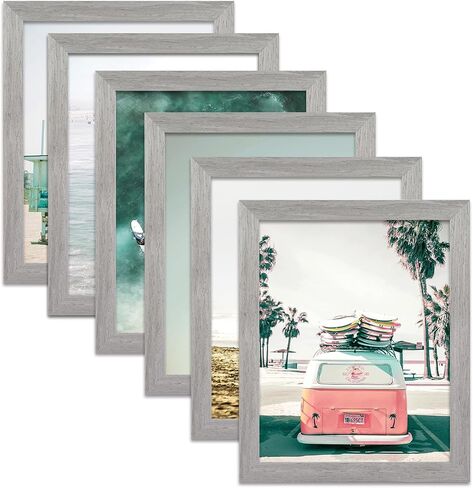 DEEPLAY 8X10 Picture Frames Set of 6, Ocean Seascape Photo Frames Classic Display Pictures High Definition Plexiglass Collage Photo Frame for Table Top,Wall Display GREY in Saudi Arabia