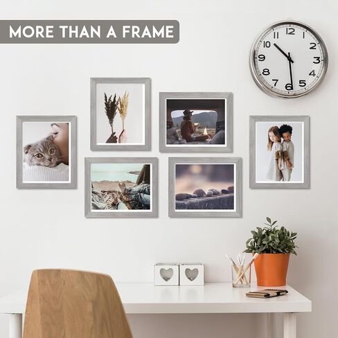 DEEPLAY 8X10 Picture Frames Set of 6, Ocean Seascape Photo Frames Classic Display Pictures High Definition Plexiglass Collage Photo Frame for Table Top,Wall Display GREY in Saudi Arabia
