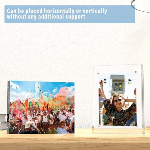 HELPLEX Acrylic Frame, 2 Pack 6x8 Acrylic Picture Frames, 24mm Thicker Frameless Clear Frame Double Sided Magnetic Frame, Free Standing Desktop Display Stand Acrylic Frames in Saudi Arabia
