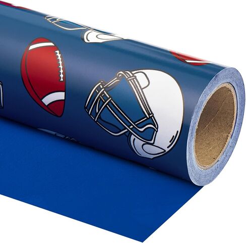 WRAPAHOLIC Reversible Wrapping Paper - Mini Roll - 17 Inch X 33 Feet - Racing Cars and Yellow Stripes Design Design for Birthday, Holiday, Baby Shower in Kuwait