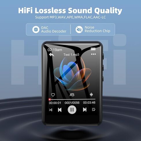 Mp3 Player, 2.4" MP3 Players with Bluetooth 5.3, HiFi Music Player Supports FM Radio, Voice Recording, E-Book, Portable Digital Music Player Built-in HD Speaker, Earphones Included, Purple in Saudi Arabia