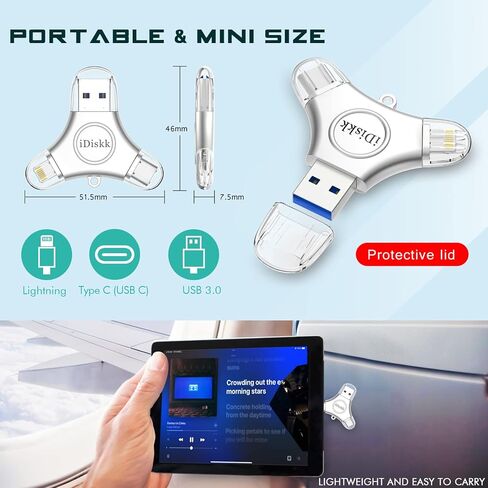 App-le Certified iDiskk 128GB Phone flash drive iPhone 15 Photo Stick USB C iPad Pro Android Samsung for iPhone 15/14/14 PRO/13/13 PRO/12 pro/12 Mini/XR/X, iPhone USB Storage for PC,MacBook in Saudi Arabia