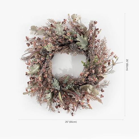 SAFAVIEH Home Collection 24-inch Decorative Artificial Pine Wreath with Pine Cones & Blueberries (Fully Assembled) in Kuwait