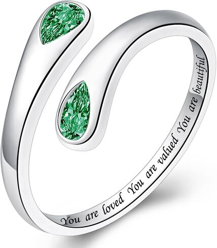Mothers Ring for Women - 925 Sterling Silver Mother's Adjustable Thumb Rings Jewelry Gifts for Mom Birthday（You are loved valued, November） in Saudi Arabia