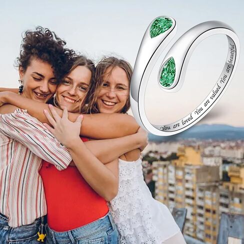 Mothers Ring for Women - 925 Sterling Silver Mother's Adjustable Thumb Rings Jewelry Gifts for Mom Birthday（You are loved valued, November） in Saudi Arabia