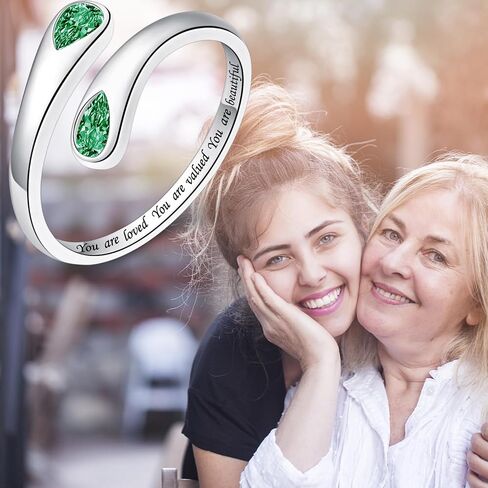 Mothers Ring for Women - 925 Sterling Silver Mother's Adjustable Thumb Rings Jewelry Gifts for Mom Birthday（You are loved valued, November） in Saudi Arabia
