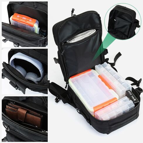 Fishing Backpack Tackle Storage Bag Fishing Gear and Equipment with Rod Holder Shoulder Sling Bag for Outdoor Fishing, Hunting, Hiking (Black and Brown) in Kuwait