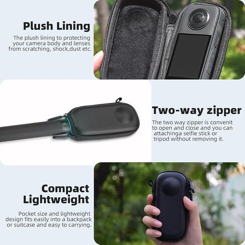 حقيبة حمل صغيرة لجهاز Insta360 X3/X2، حافظة واقية محمولة من جلد البولي يوريثان وبطانة من القطيفة، حقيبة تخزين مقاومة للخدش والغبار لملحقات كاميرا الحركة (رمادي)... in Kuwait